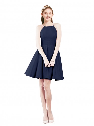 Sem Mangas Cabeçada Abrir de volta Cetim Linha A Vestidos de Madrinha / Vestidos de Cocktail / Vestidos de Homecoming