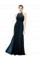 Sem Mangas Cabeçada Buraco da fechadura Chiffon & Renda Linha A Vestidos de Madrinha