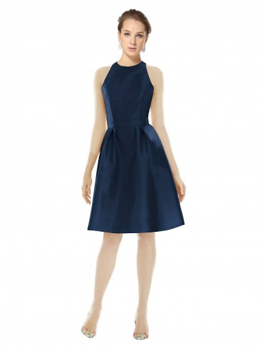 Sem Mangas Cabeçada Cetim Linha A Vestidos de Madrinha / Vestidos de Cocktail / Vestidos de Homecoming