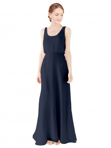 Sem Mangas Colher Abrir de volta Chiffon Linha A Vestidos de Madrinha