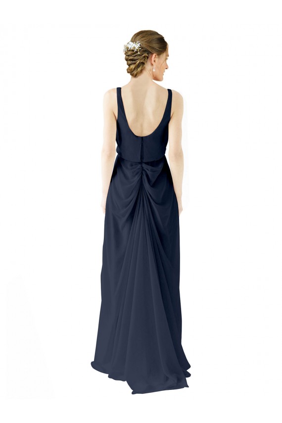 Sem Mangas Colher Abrir de volta Chiffon Linha A Vestidos de Madrinha