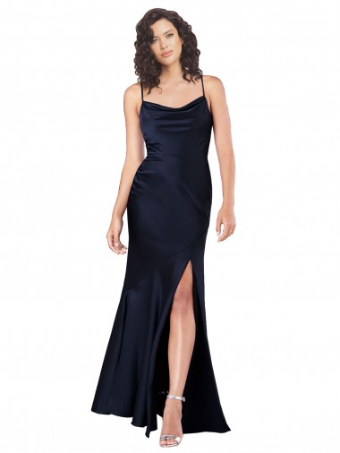 Sem Mangas Decote Capuz Cetim Sedoso Linha A Vestidos de Madrinha / Vestidos de Noite / Vestidos de Festa