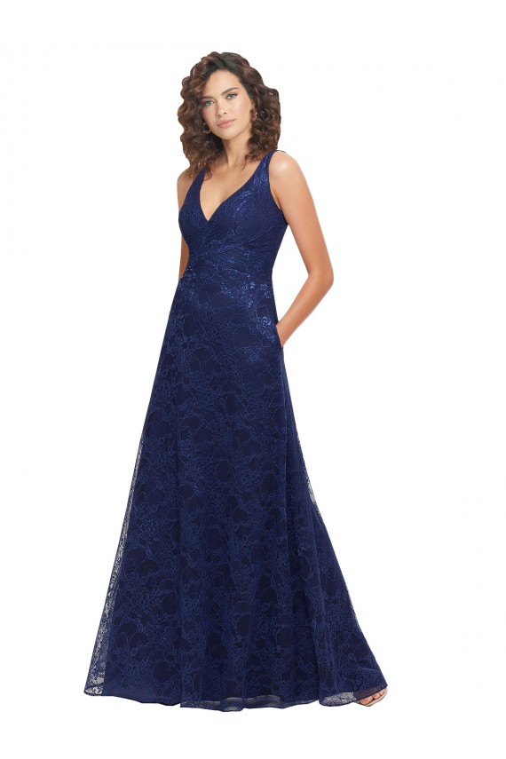 Sem Mangas Decote V Lombar Renda Linha A Vestidos de Madrinha