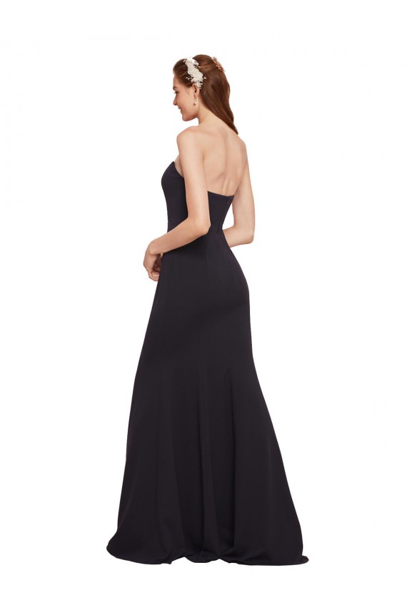 Sem Mangas Sem alças Lombar Crepe Esticado Linha A Marinha Negra Vestidos de Madrinha / Vestidos de Noite / Vestidos de Festa