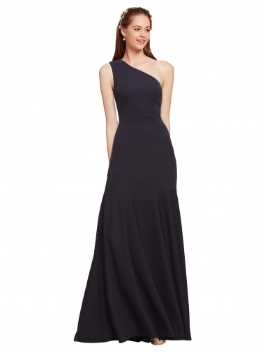 Sem Mangas Um Ombro Crepe Esticado Linha A Vestidos de Madrinha / Vestidos de Noite / Vestidos de Festa