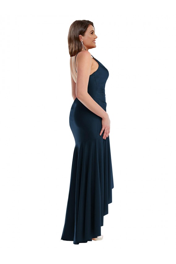 Sem Mangas Alças finas Cetim Sedoso Sereia Vestidos de Madrinha / Vestidos de Noite / Vestidos de Festa