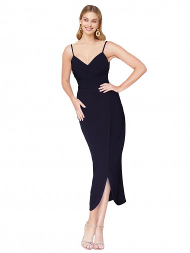 Sem Mangas Alças finas Costas em V Crepe Esticado Sereia Vestidos de Madrinha / Vestidos de Noite / Vestidos de Festa