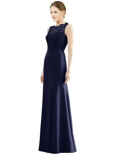 Sem Mangas Decote Ilusão Chiffon & Renda Sereia Vestidos de Madrinha