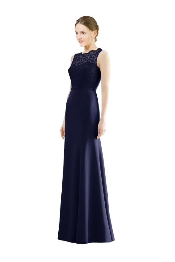 Sem Mangas Decote Ilusão Chiffon & Renda Sereia Vestidos de Madrinha