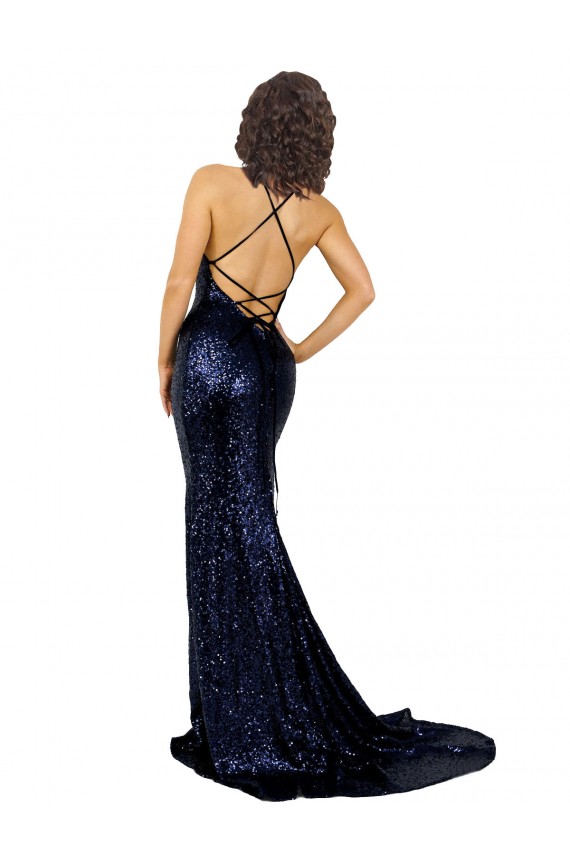 Sem Mangas Decote V Lombar Lantejoulas Sereia Vestidos de Madrinha / Vestidos de Noite / Vestidos de Festa