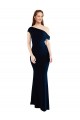 Sem Mangas Um Ombro Crepe Esticado Sereia Longo Marinha Negra Vestidos de Madrinha / Vestidos de Noite / Vestidos de Festa