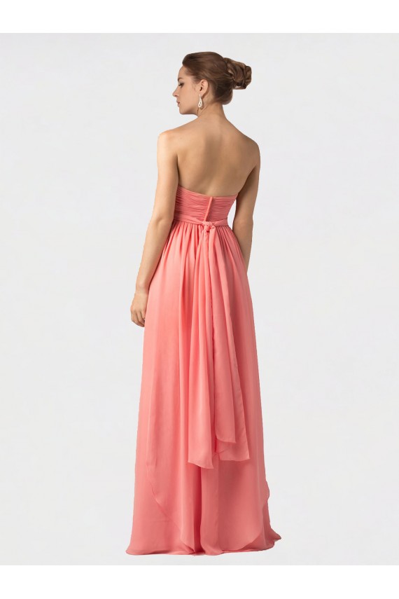Sem Mangas Cabeçada Chiffon Linha A Melancia Longo Vestidos de Madrinha