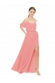 Sem Mangas Fora do Ombro Chiffon Linha A Longo Vestidos de Madrinha