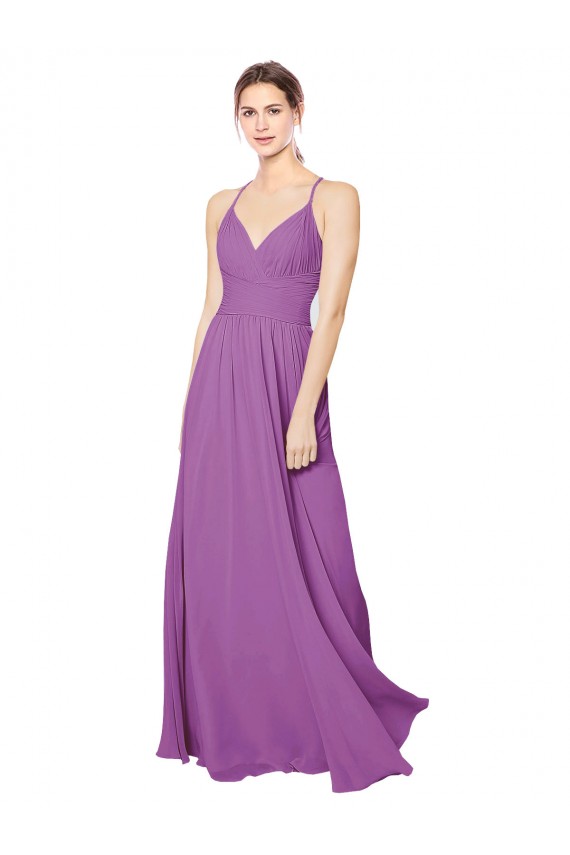 Sem Mangas Amor Criss Cruz Chiffon Linha A Longo Narciso Vestidos de Madrinha