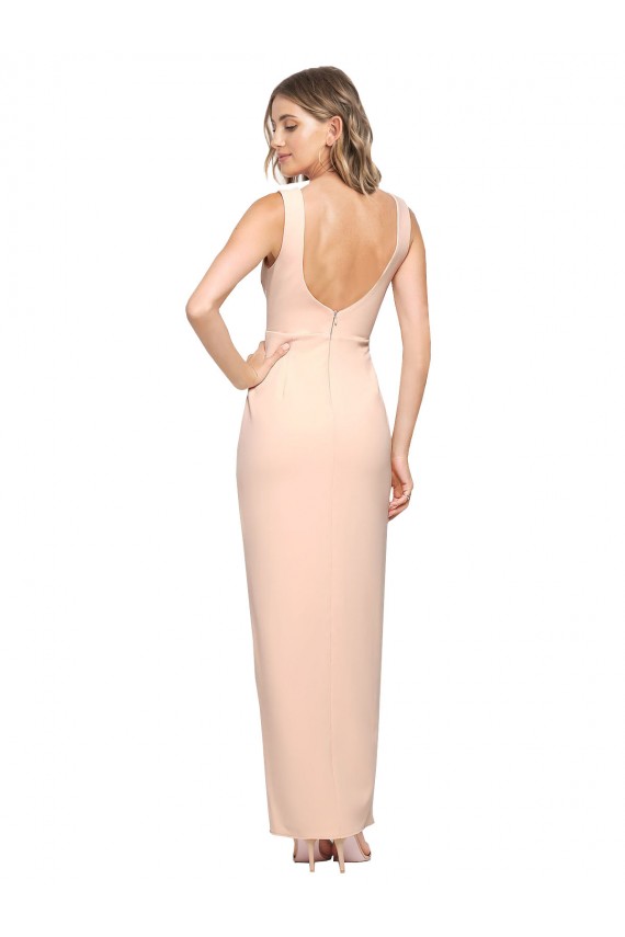 Sem Mangas Decote Quadrado Crepe Esticado Bainha Vestidos de Madrinha / Vestidos de Noite / Vestidos de Festa