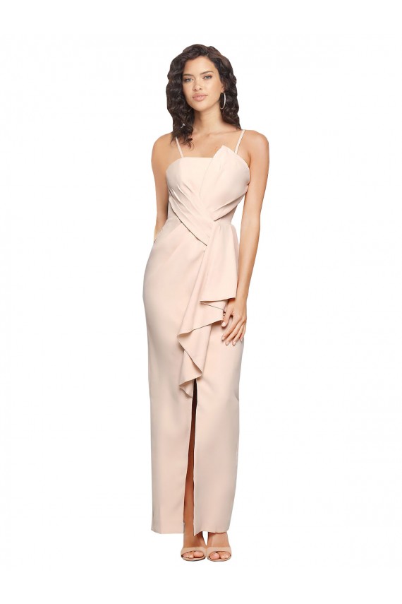 Sem Mangas Sem alças Lombar Crepe Esticado Bainha Longo Vestidos de Madrinha / Vestidos de Festa