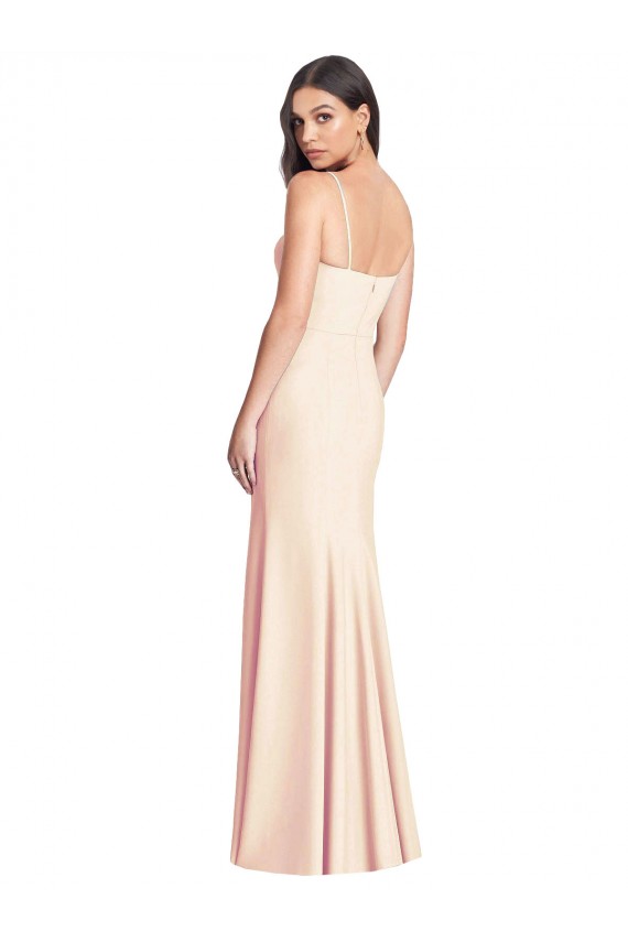 Sem Mangas Alças finas Crepe Esticado Trombeta Vestidos de Madrinha / Vestidos de Festa