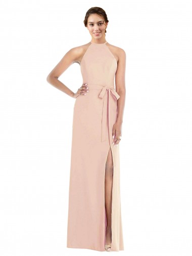Sem Mangas Cabeçada Criss Cruz Crepe Esticado Trombeta Longo Vestidos de Madrinha / Vestidos de Noite / Vestidos de Festa