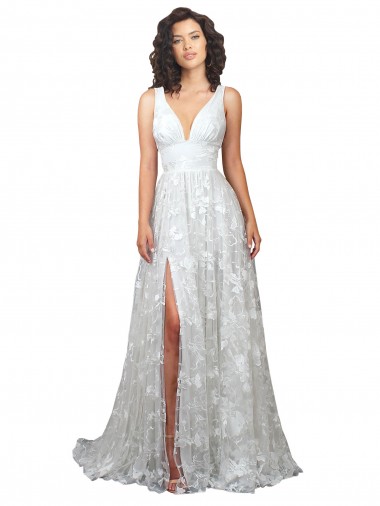 Sem Mangas Decote V Lombar Renda Linha A Vestidos de Noiva