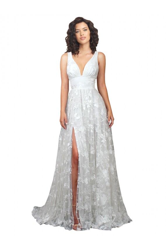 Sem Mangas Decote V Lombar Renda Linha A Vestidos de Noiva