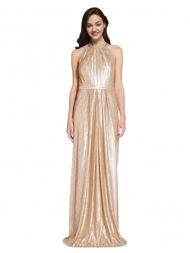 Sem Mangas Cabeçada Lantejoulas Bainha Vestidos de Madrinha / Vestidos de Noite / Vestidos de Festa