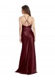 Sem Mangas Alças finas Cetim Elástico Linha A Longo Vestidos de Madrinha / Vestidos de Noite / Vestidos de Festa