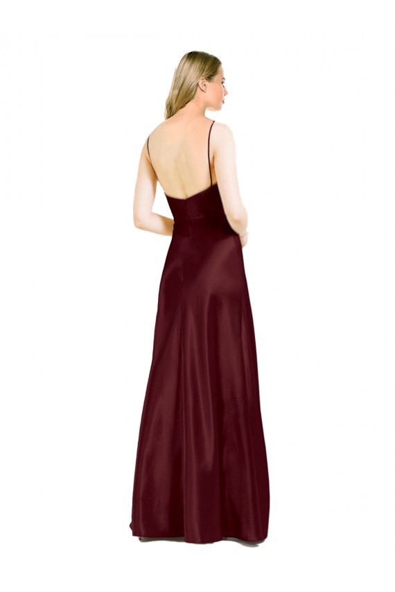 Sem Mangas Alças finas Cetim Elástico Linha A Vestidos de Madrinha / Vestidos de Noite / Vestidos de Festa