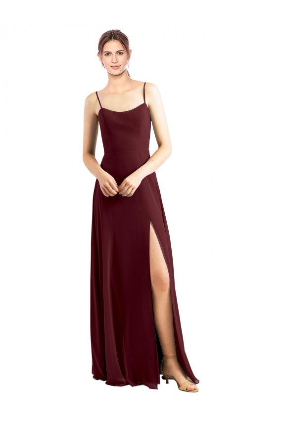 Sem Mangas Alças finas Chiffon Linha A Vestidos de Festa