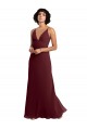 Sem Mangas Decote V Costas em V Chiffon Linha A Ouro Borgonha Longo Vestidos de Madrinha