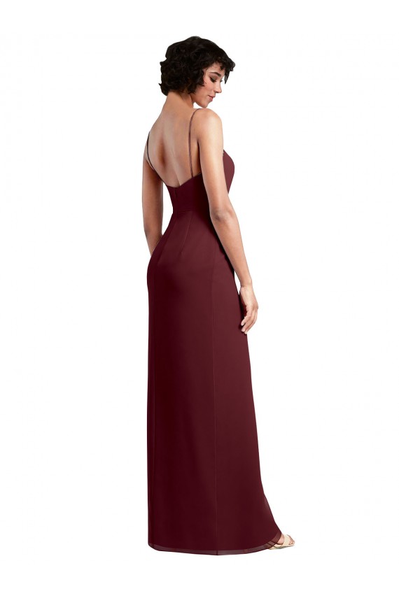 Sem Mangas Alças finas Abrir de volta Chiffon Linha A Vestido de Madrinha