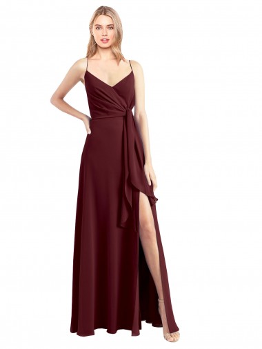 Sem Mangas Alças finas Lombar Chiffon Linha A Vestidos de Festa