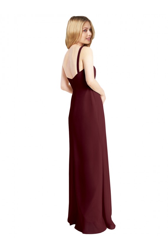 Sem Mangas Decote Quadrado Lombar Chiffon Linha A Vestidos de Madrinha