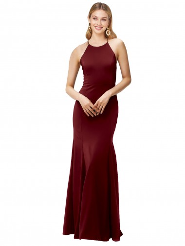 Sem Mangas Cabeçada Criss Cruz Crepe Esticado Sereia Vestidos de Madrinha / Vestidos de Noite / Vestidos de Festa