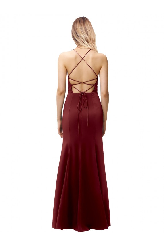 Sem Mangas Cabeçada Criss Cruz Crepe Esticado Sereia Vestidos de Madrinha / Vestidos de Noite / Vestidos de Festa
