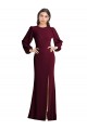 Mangas Bufantes Barco Abrir de volta Crepe Esticado Trombeta Vestidos de Madrinha / Vestidos de Noite / Vestidos de Festa