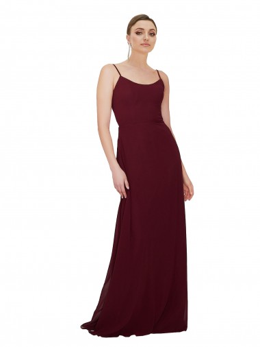 Sem Mangas Colher Buraco da fechadura Chiffon Linha A Vestidos de Madrinha