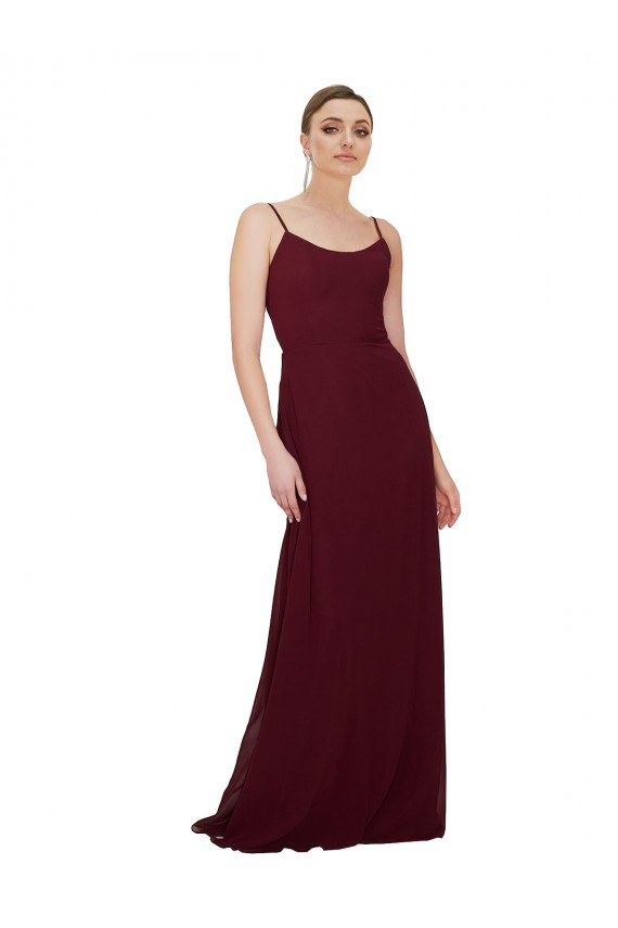 Sem Mangas Colher Buraco da fechadura Chiffon Linha A Vestidos de Madrinha
