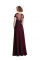 Mangas Curtas Decote Joia Tule & Chiffon Linha A Vestidos de Madrinha
