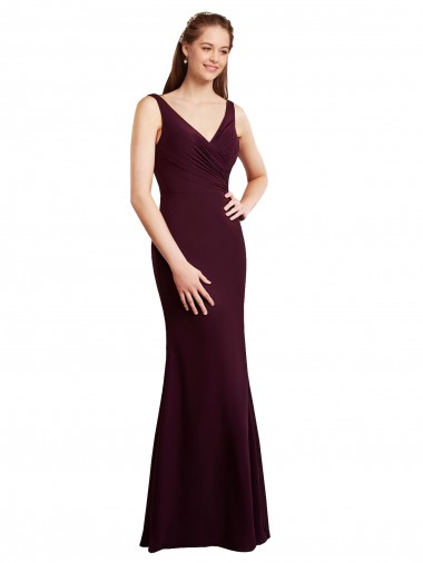 Sem Mangas Decote V Lombar Chiffon Sereia Vestidos de Madrinha