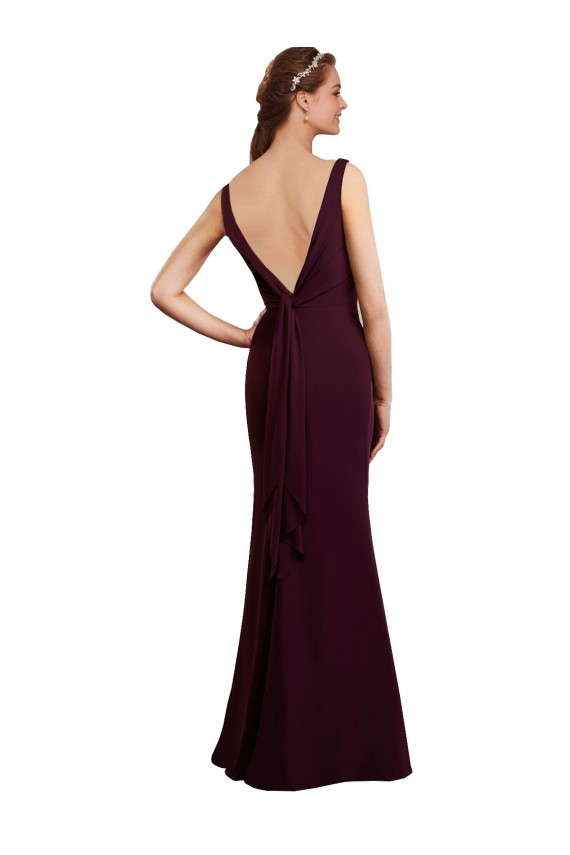 Sem Mangas Decote V Lombar Chiffon Sereia Vestidos de Madrinha