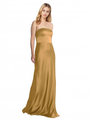 Sem Mangas Sem alças Cetim Elástico Linha A Vestidos de Madrinha / Vestidos de Noite / Vestidos de Festa