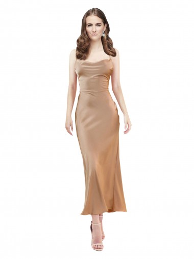 Sem Mangas Decote Capuz Lombar Cetim Sedoso Bainha Curto Ouro Rosa Vestidos de Madrinha / Vestidos de Noite / Vestidos de Festa