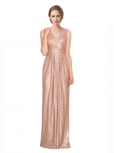 Sem Mangas Decote V Lantejoulas Bainha Vestidos de Madrinha / Vestidos de Noite / Vestidos de Festa