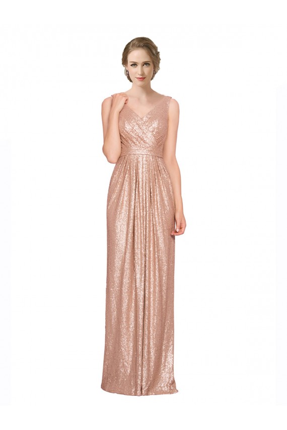 Sem Mangas Decote V Lantejoulas Bainha Vestidos de Madrinha / Vestidos de Noite / Vestidos de Festa