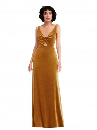 Sem Mangas Decote V Costas em V Veludo Elástico Trombeta Vestidos de Madrinha / Vestidos de Festa