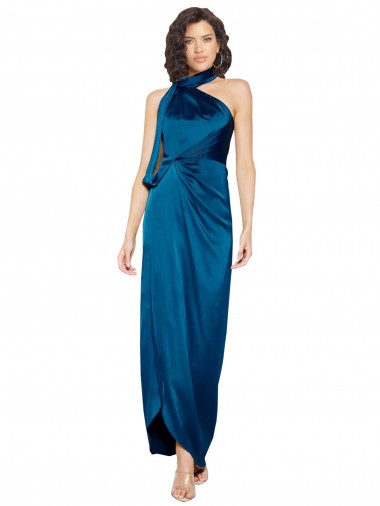 Sem Mangas Cabeçada Cetim Sedoso Bainha Vestidos de Madrinha / Vestidos de Noite / Vestidos de Festa