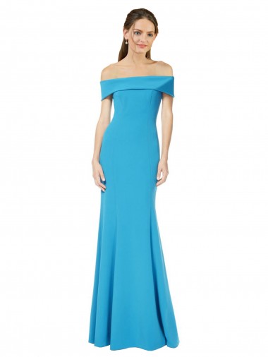 Sem Mangas Fora do Ombro Crepe Esticado Bainha Vestidos de Madrinha / Vestidos de Noite / Vestidos de Festa