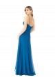 Sem Mangas Alças finas Chiffon Linha A Longo Pavão Azul Vestidos de Madrinha