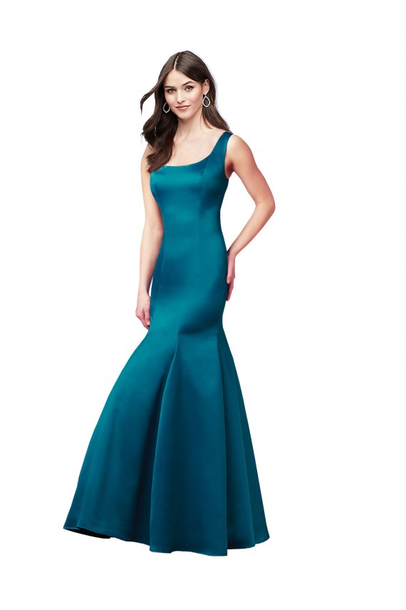 Sem Mangas Barco Cetim Sereia Vestidos de Madrinha / Vestidos de Festa