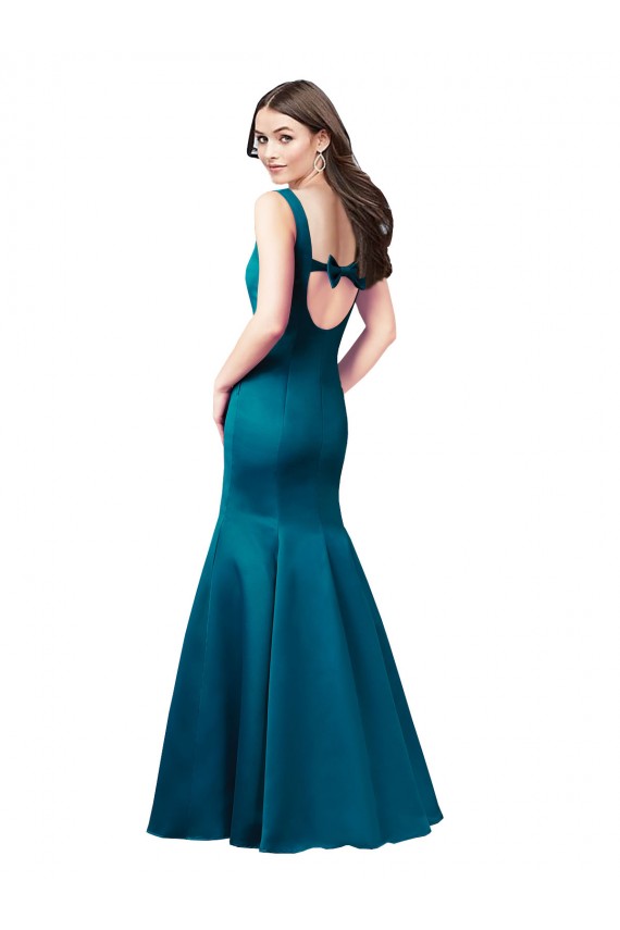 Sem Mangas Barco Cetim Sereia Vestidos de Madrinha / Vestidos de Festa